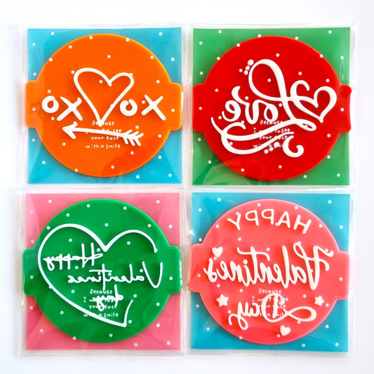 Happy Valentines Set of 4 Embossers Stamps for Fondant, Icing, Cupcake, Cake, Cookie, Biscuits, Decoration set_5