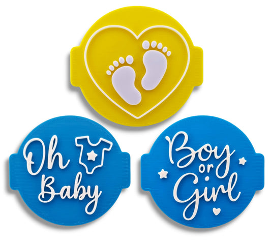 Baby Shower Embosser Stamp (Set of 3) for Fondant, Icing, Cupcake, Cake, Biscuits, Decoration