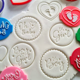 Boy or Girl - Baby Shower Embosser Stamp for Fondant, Icing, Cupcake, Cake, Biscuits, Decoration