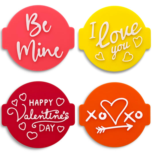 Happy Valentines Set of 4 Embossers Stamps for Fondant, Icing, Cupcake, Cake, Cookie, Biscuits, Decoration set_1