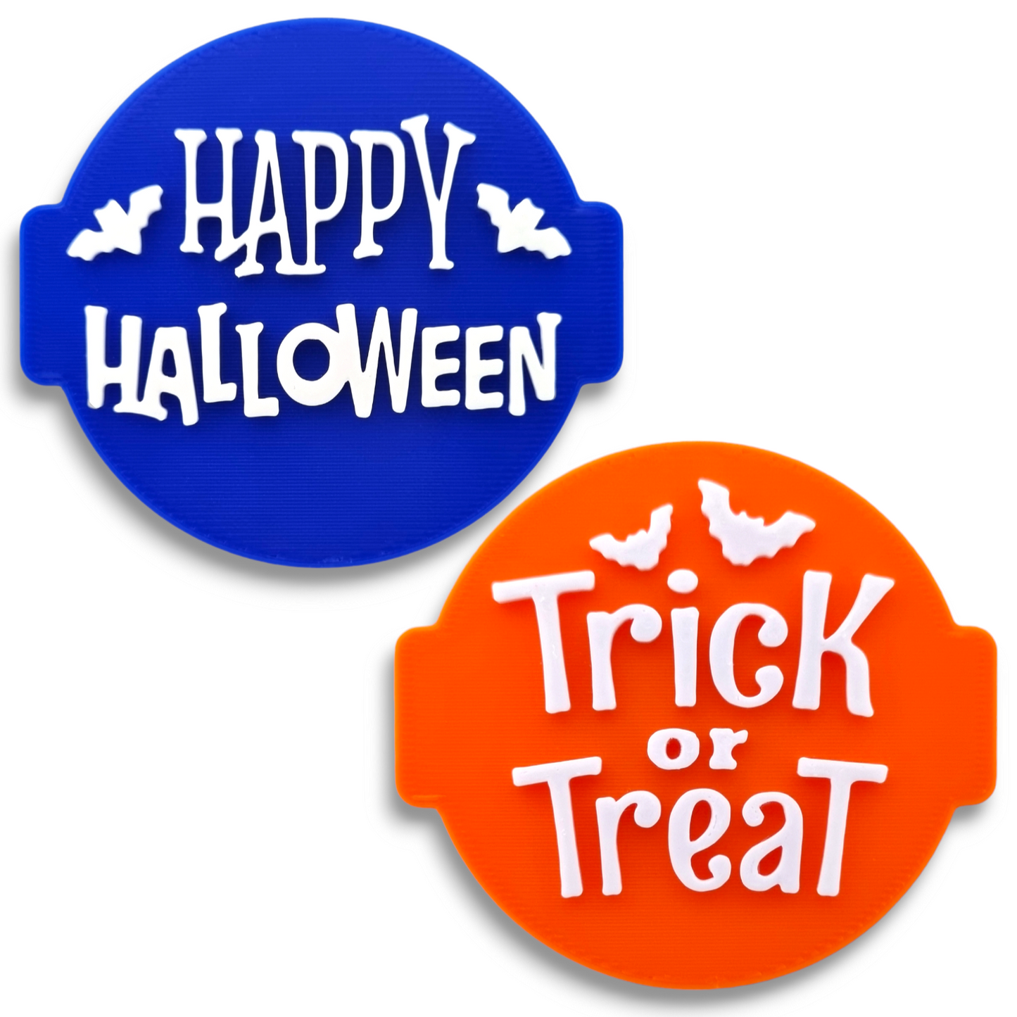 Happy Halloween and Bats Embosser Stamp (Set of 2) for Fondant, Icing, Cupcake, Cake, Biscuits, Decoration