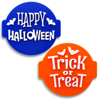 Happy Halloween and Bats Embosser Stamp (Set of 2) for Fondant, Icing, Cupcake, Cake, Biscuits, Decoration