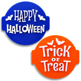 Happy Halloween and Bats Embosser Stamp (Set of 2) for Fondant, Icing, Cupcake, Cake, Biscuits, Decoration