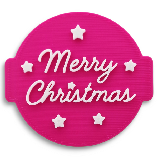 Merry Christmas and Stars Embosser Stamp for Fondant, Icing, Cupcake, Cake, Biscuits, Decoration