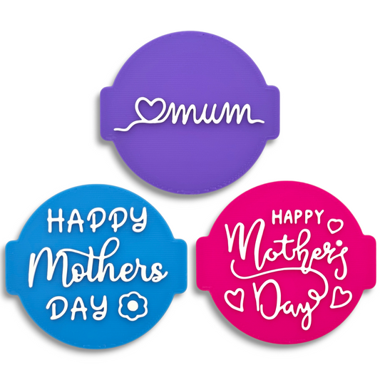 Mother's Day Set of 3 Embossers Stamps for Fondant, Icing, Cupcake, Cake, Biscuits, Decoration