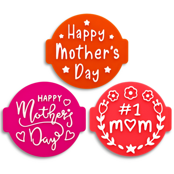 Mother's Day Set of 3 Embossers Stamps for Fondant, Icing, Cupcake, Cake, Biscuits, Decoration