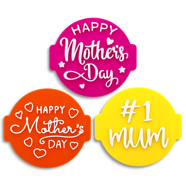 Mother's Day Set of 3 Embossers Stamps for Fondant, Icing, Cupcake, Cake, Biscuits, Decoration